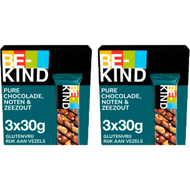 Een afbeelding van Be-kind Dark chocolate zeezout 2-pack