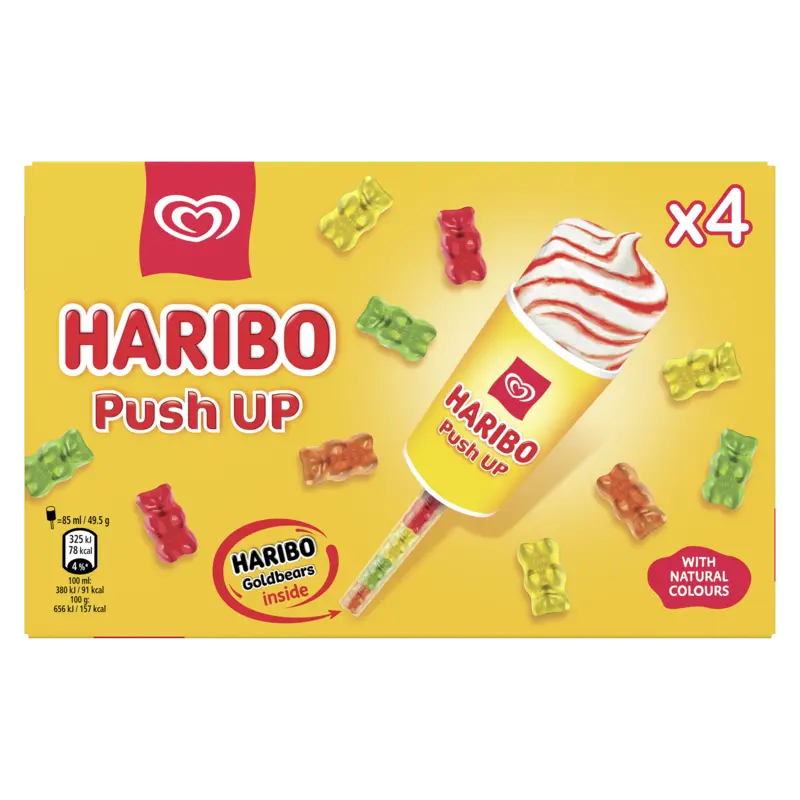OLA Waterijs Haribo Push-Up 4 Stuks 340 ml