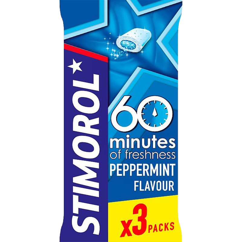 Een afbeelding van Stimorol 60 Minutes freshness peppermint x3 packs
