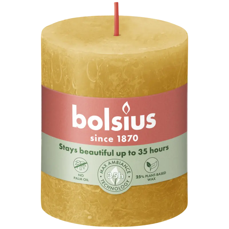 Bolsius Rustieke kaars okergeel 8cm