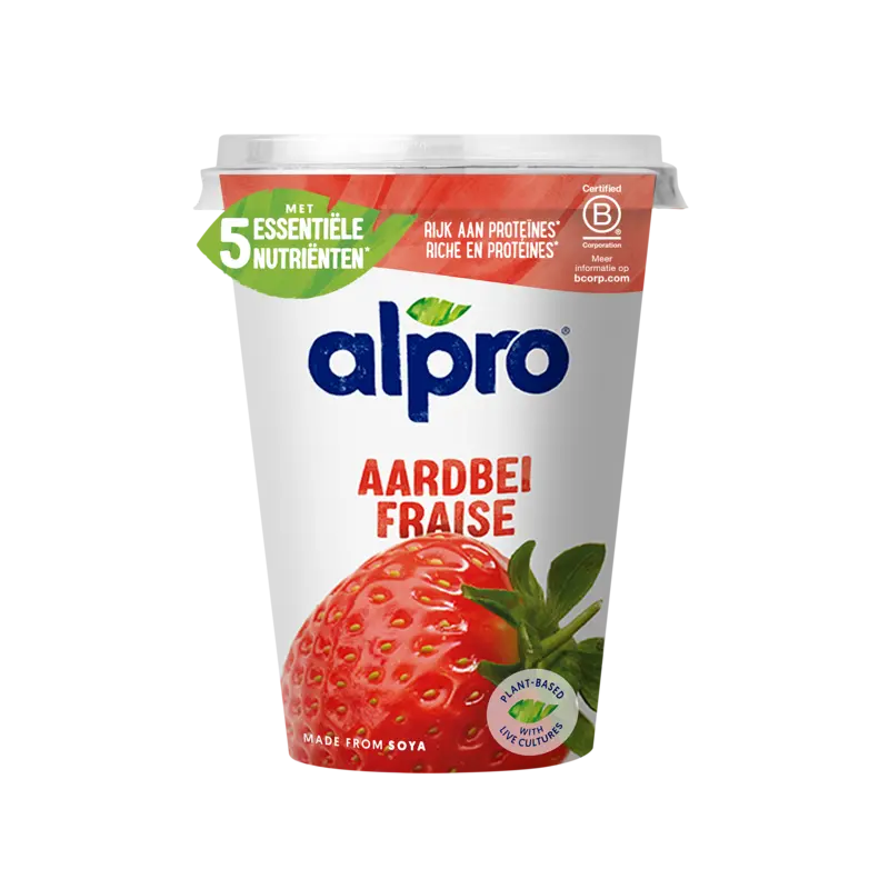 Plantaardige Variatie Op Yoghurt Aardbei