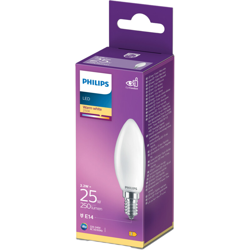 Philips Led fil kaars mat E14 25W