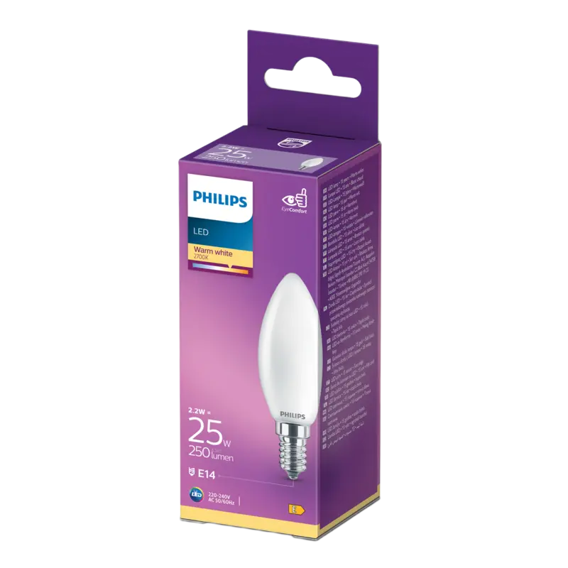 Philips Led fil kaars mat E14 25W