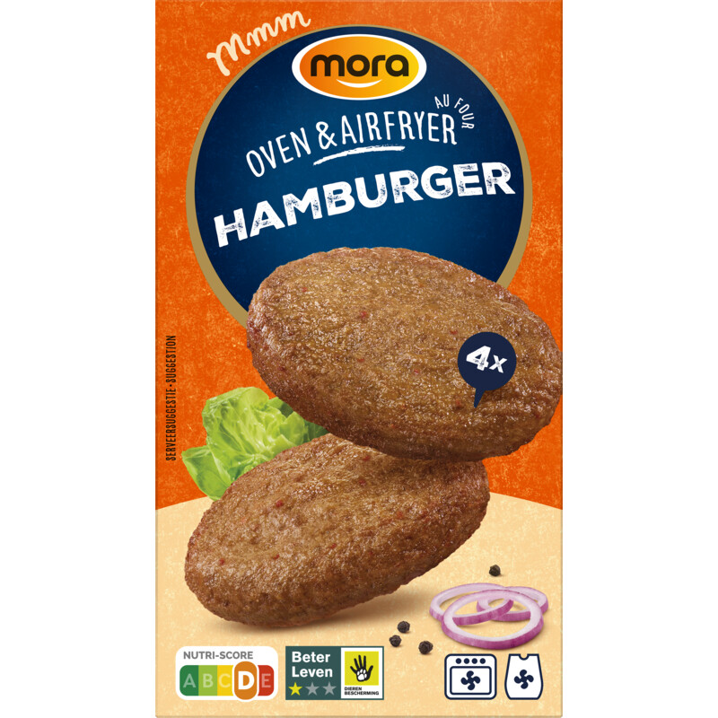 Een afbeelding van Mora Oven & airfryer hamburgers
