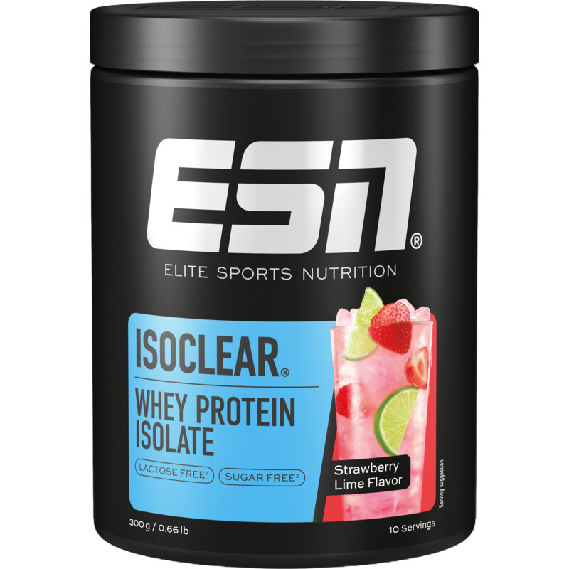 Een afbeelding van ESN Isoclear whey protein strawberry lime