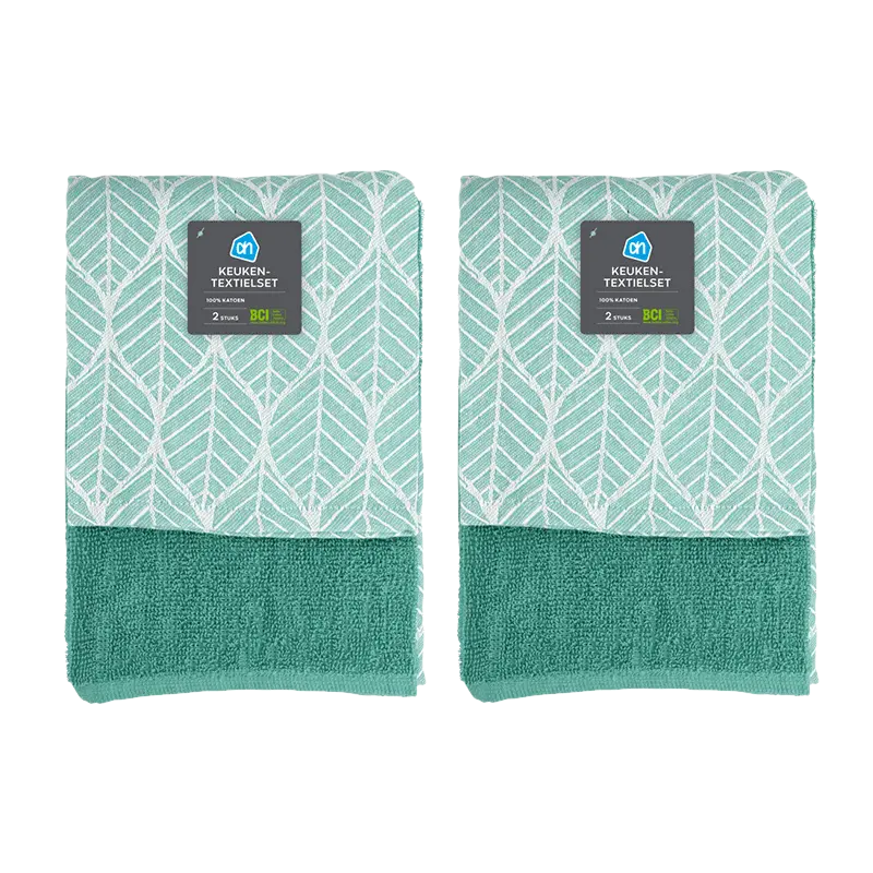 AH Keuken- en theedoek mint set 2-pack