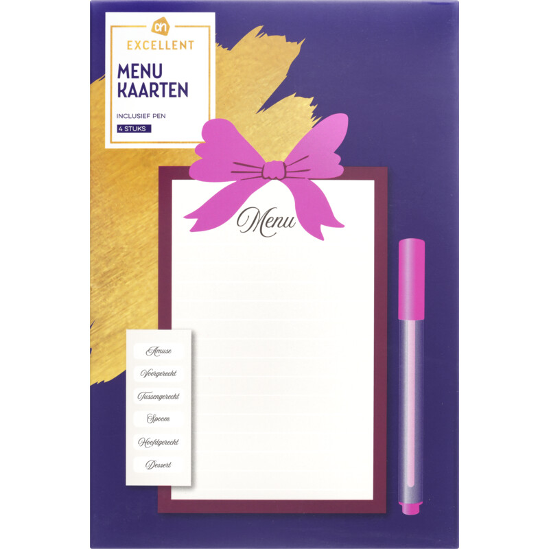 Een afbeelding van AH Excellent Menukaarten gekleurd