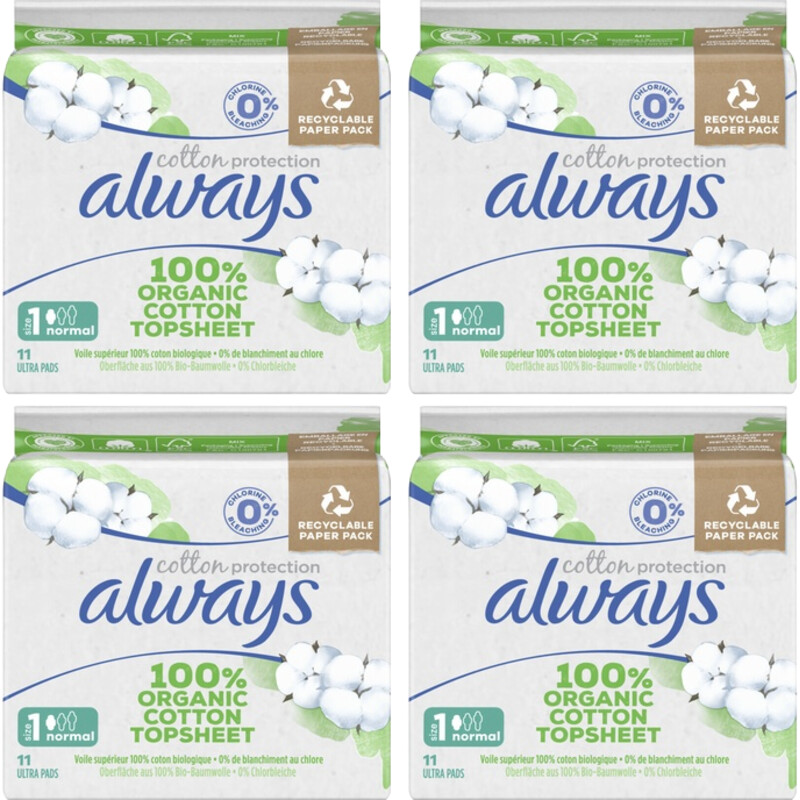 Een afbeelding van Always Maandverband Cotton Normal 4-pack