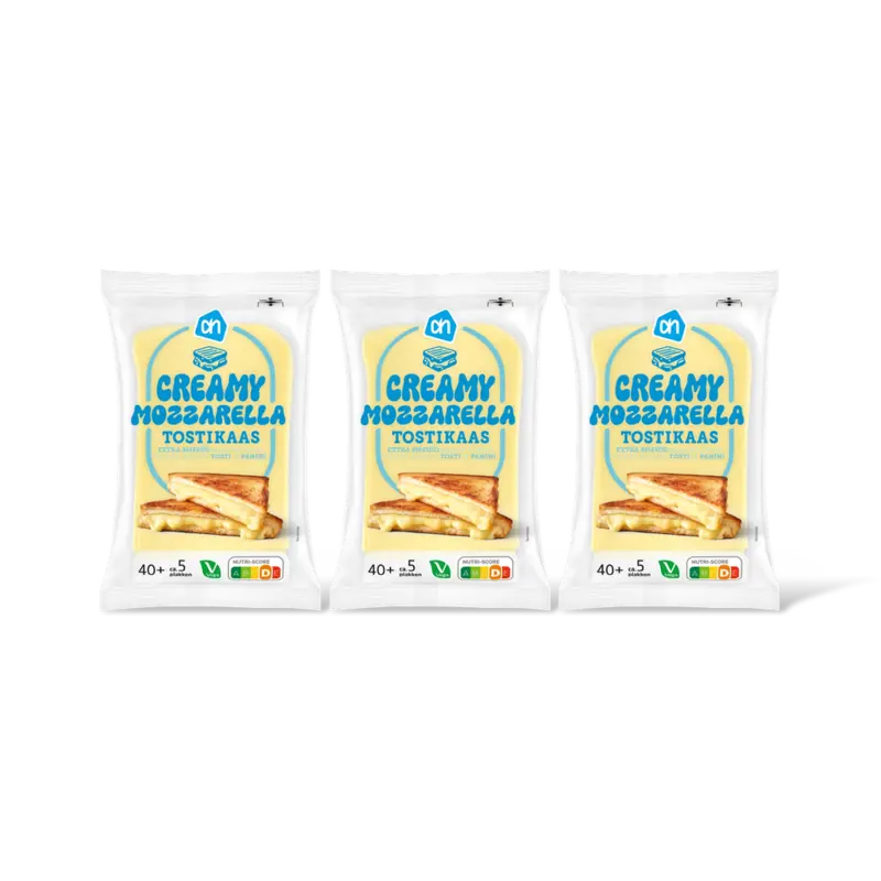 AH Mozzarella tostikaas 40+ plakken 3-pack