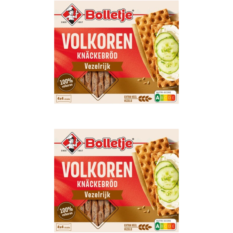 Een afbeelding van Bolletje Vezelrijk Knackebrod volkoren 2-pack