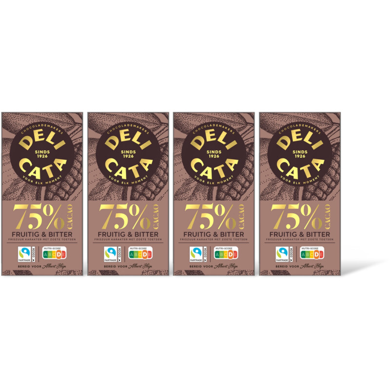 Delicata Reep puur 75% cacao 4-pack