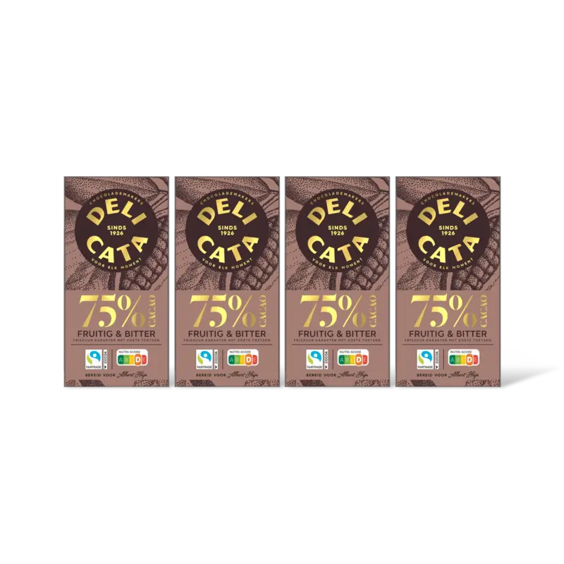 Delicata Reep puur 75% cacao 4-pack