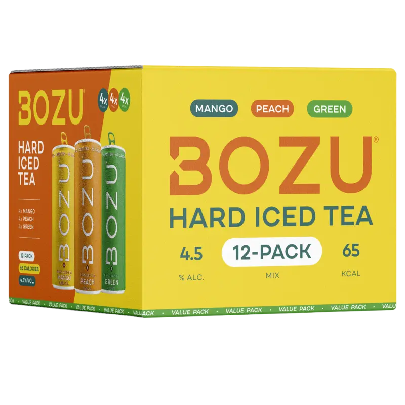 Bozu Hard iced tea peach mango green 12-pack
