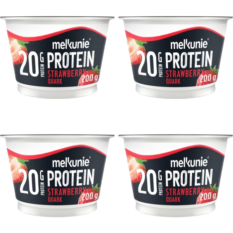 Een afbeelding van Melkunie Protein aardbei kwark 4-pack