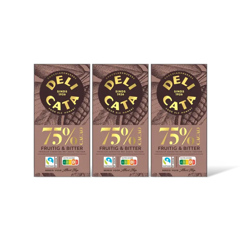 Delicata Reep puur 75% cacao 3-pack