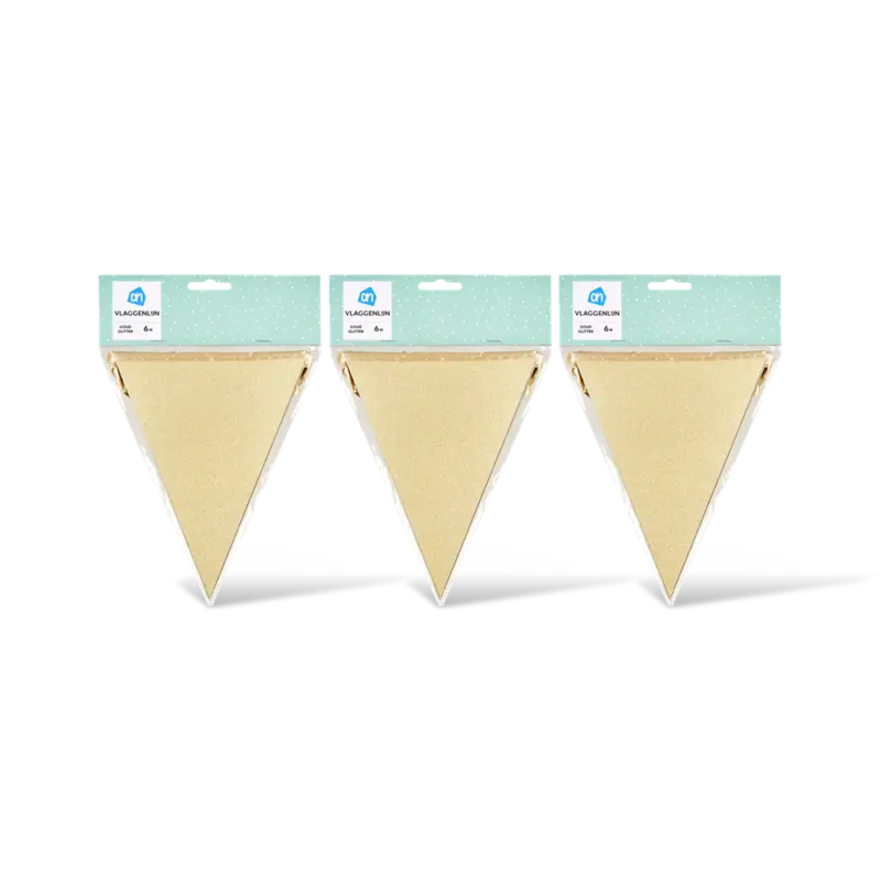 AH Glitter vlaggenlijn goud 6mtr 3-pack