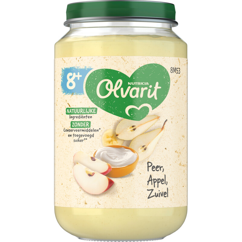 Een afbeelding van Olvarit Peer appel zuivel 8m+