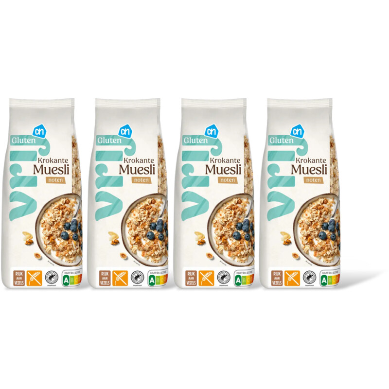 AH Glutenvrij Krokante muesli met noten 4-pack