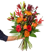 AH Vrolijk veldboeket rood/oranje middel