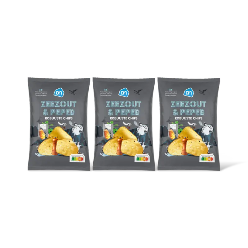 AH Robuuste chips zeezout & peper 3-pack