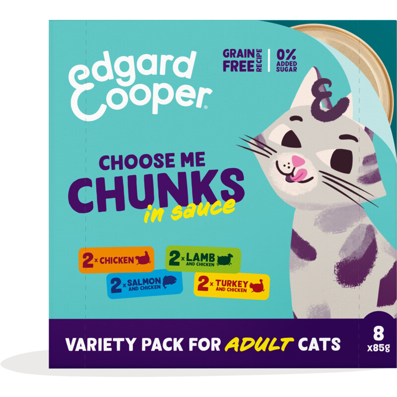 Een afbeelding van Edgard & Cooper Kies mij stukjes kip, zalm, lam, kalkoen