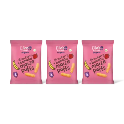 pdp-image-Ella's kitchen Maize puffs aardbei + banaan 6m+ bi 3-pk