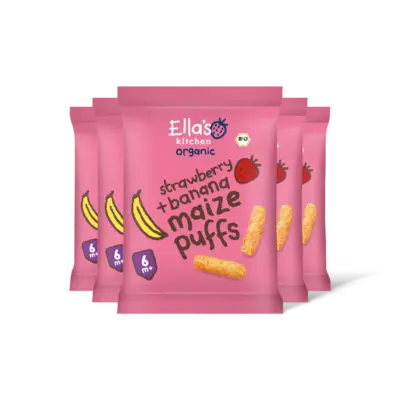 pdp-image-Ella's kitchen Maize puffs aardbei + banaan 6m+ bi 5-pk