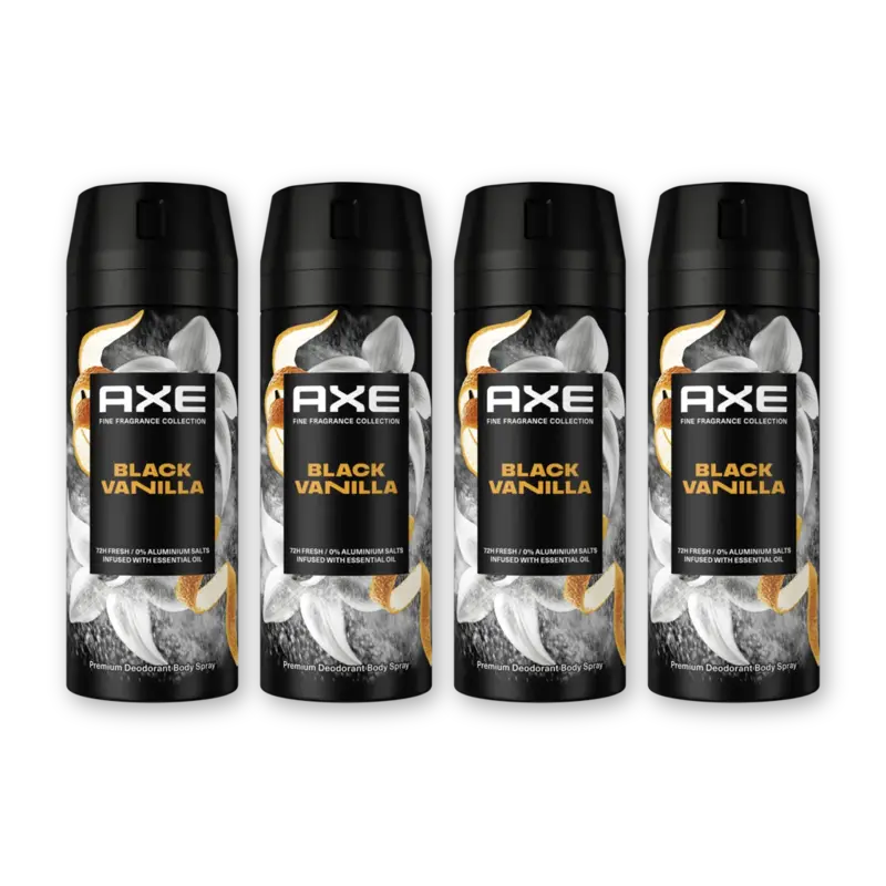 Axe Black vanilla deodorant bodyspray 4-pack