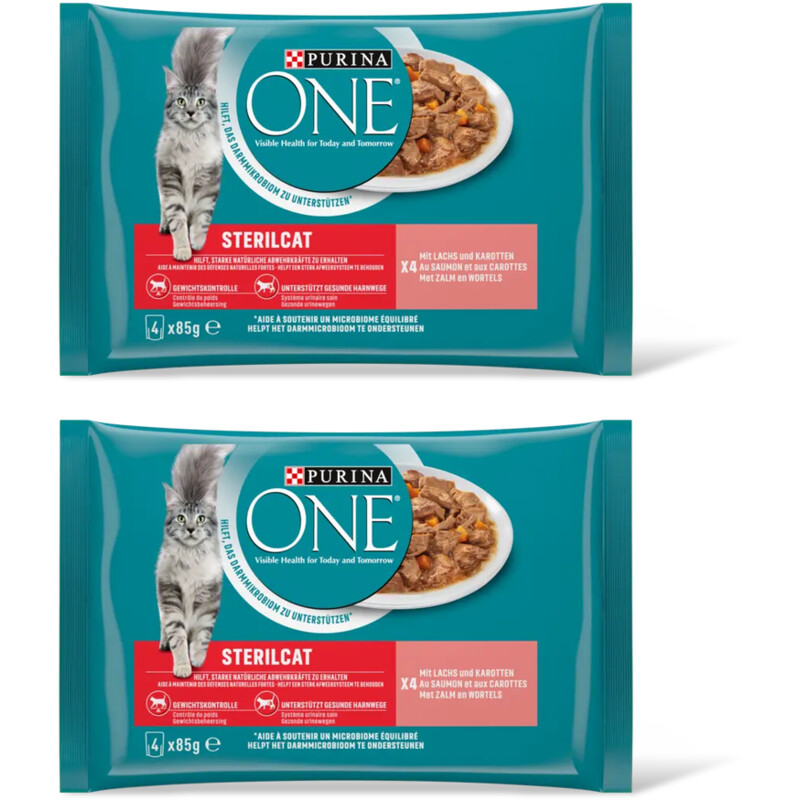 Purina ONE Sterilcat met zalm en wortels 2-pack