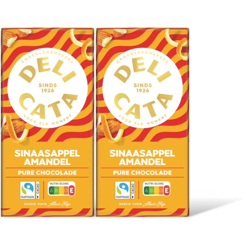 Delicata Reep pure chocola sinasappel amandel 2pk