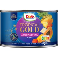 Een afbeelding van Dole Tropical gold tropisch fruitmix op sap