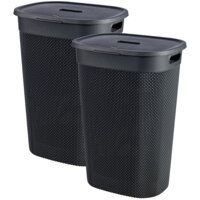Curver 2x Antraciet wasmand 55L + 45L
