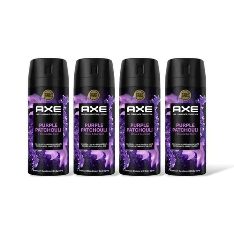 Axe Purple patchouli deo bodyspray 4-pack