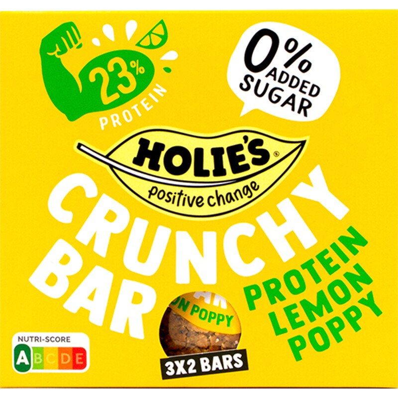 Een afbeelding van Holie's Crunchy bar protein lemon poppy