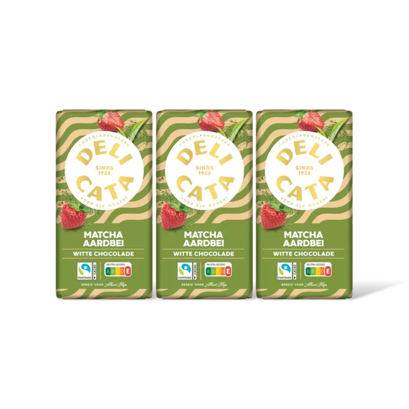 Delicata Reep matcha aardbei witte chocolade 3-pk