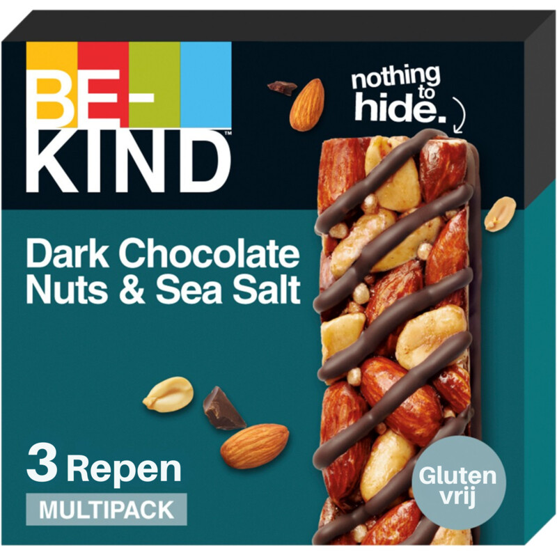 Een afbeelding van Be-kind Notenreep dark chocolate zeezout