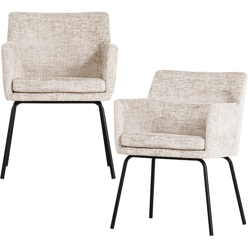 Een afbeelding van Woood Kam eetkamerstoel armleuning off white