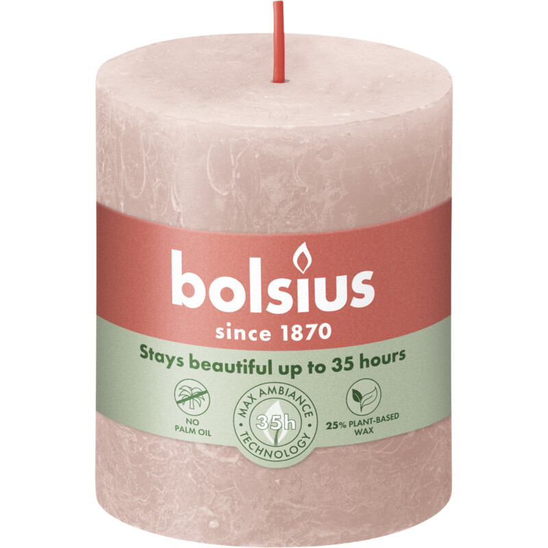 Een afbeelding van Bolsius Rustieke kaars 8cm misty pink