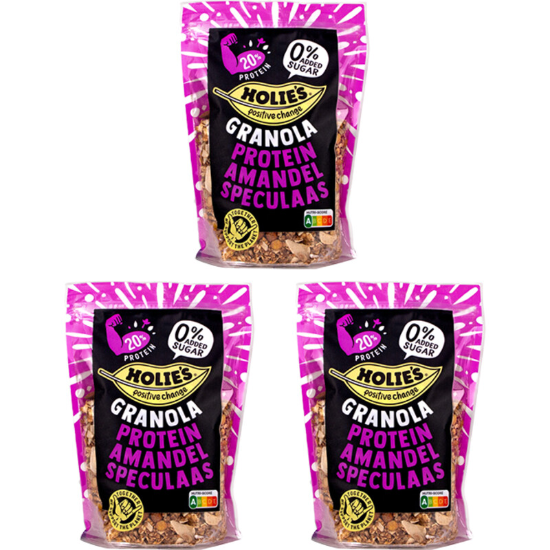 Een afbeelding van Holie's Granola protein amandel speculaas 3-pack