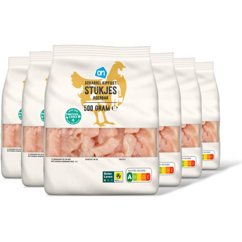 AH Scharrel kipfilet stukjes roerbak 6-pack