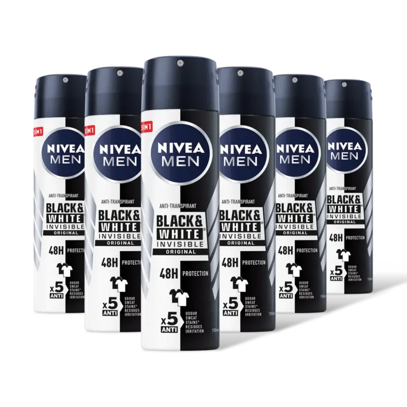 NIVEA Men black & white original deo spray 6pk