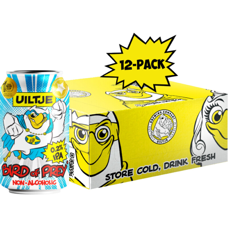 Een afbeelding van Uiltje Brewing Bird of prey 0.2% IPA doos