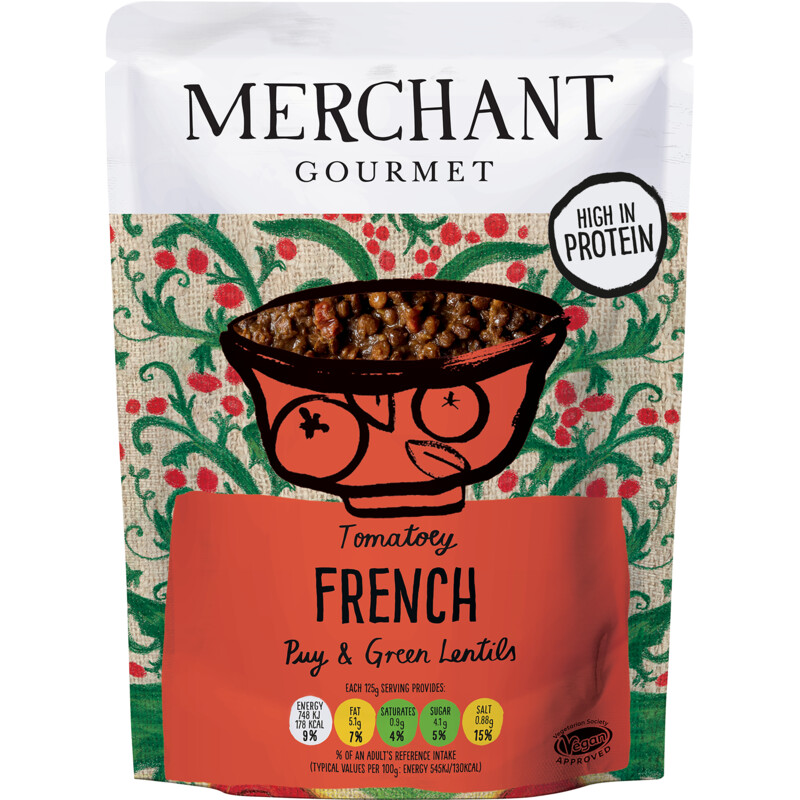 Een afbeelding van Merchant Gourmet Tomatoey French puy & green lentils