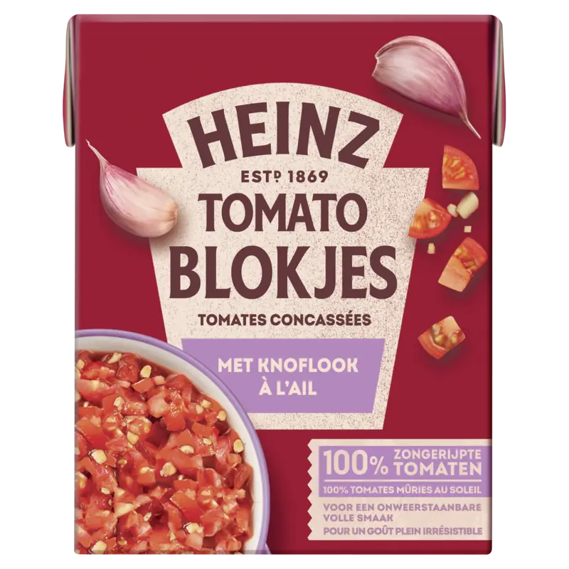 Tomaten blokjes met knoflook