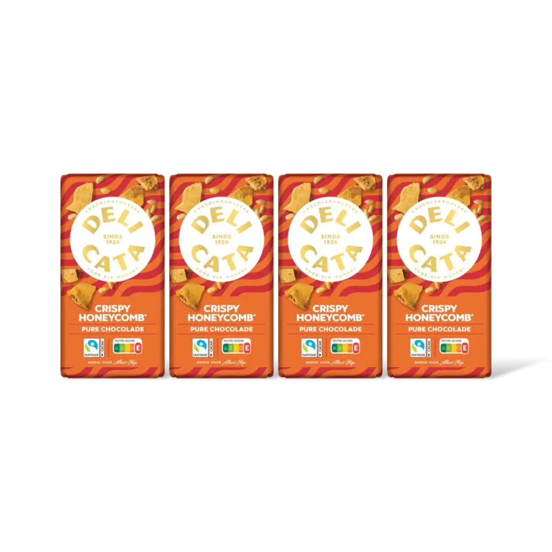 Delicata Reep honey comb pure chocolade 4-pack