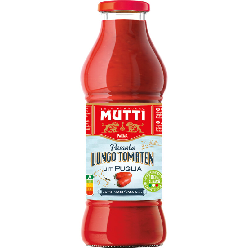 Een afbeelding van Mutti Passata van lungo tomaten uit Puglia