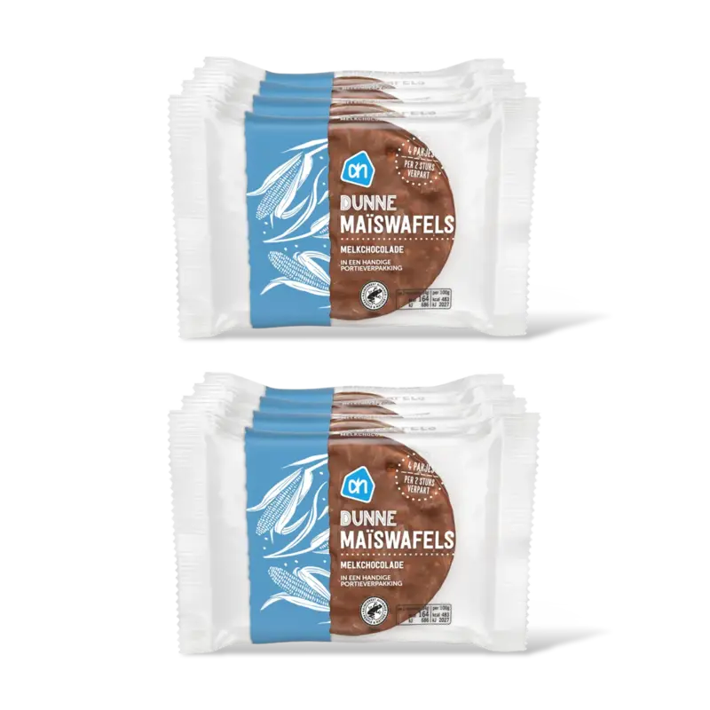 Dunne maiswafels melkchocolade 4x 2-pack