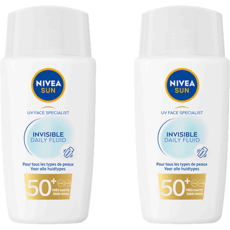 Een afbeelding van Nivea Sun Uv dagelijkse zonnefluïde spf50 2-pack