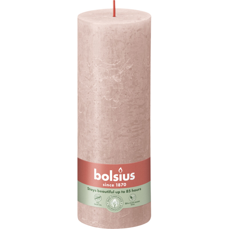 Een afbeelding van Bolsius Rustieke kaars 19cm misty pink