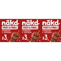 Nakd Fruit & fibre bars strawb rasp 3-pack